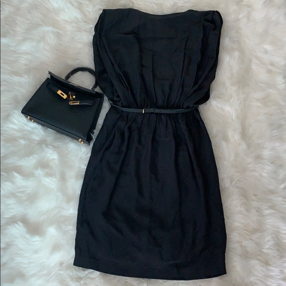 MISSONI Silk black dress with leather belt size 40